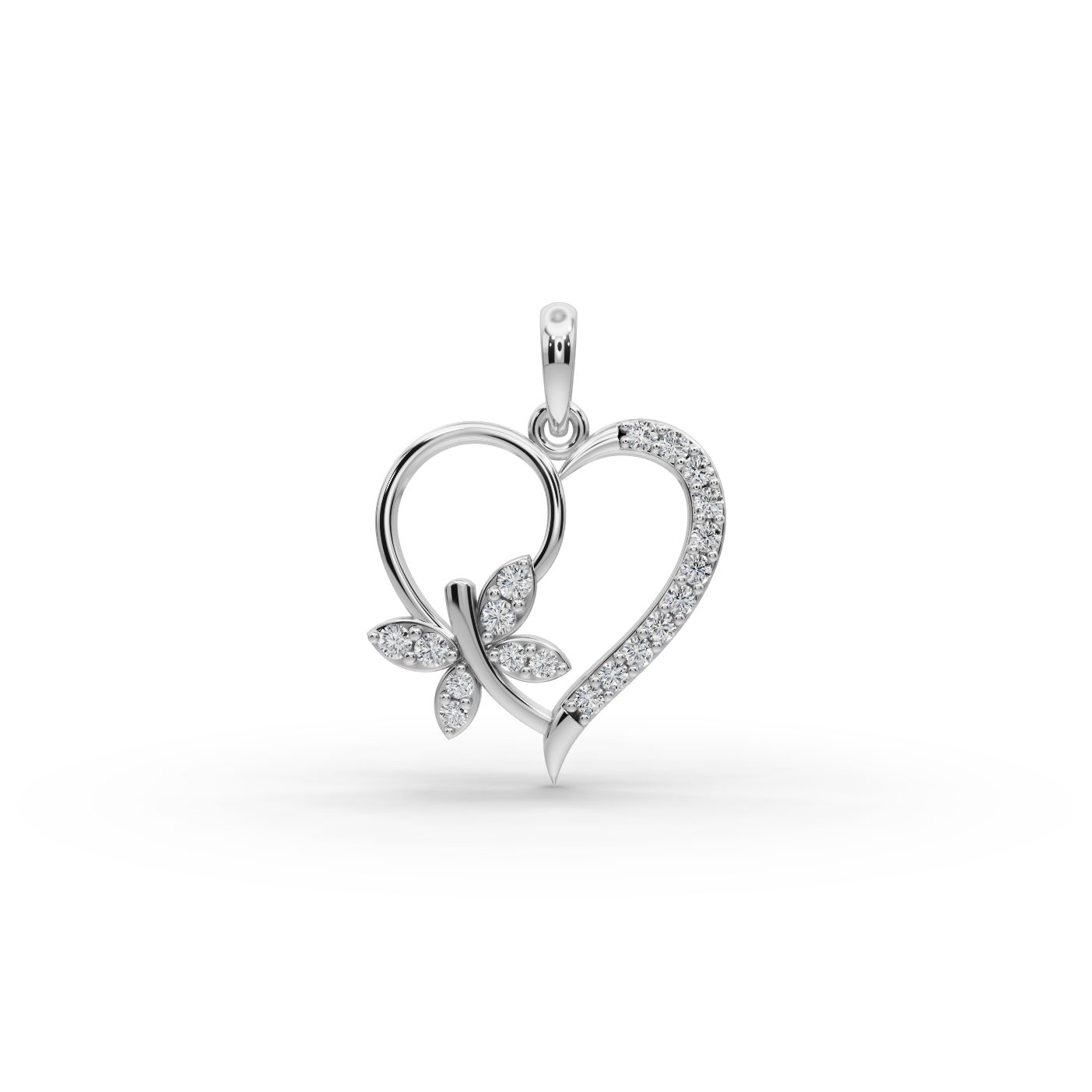 Classic Trail Heart Lab-Grown Diamond Silver Pendant in silver, set with lab-grown diamonds