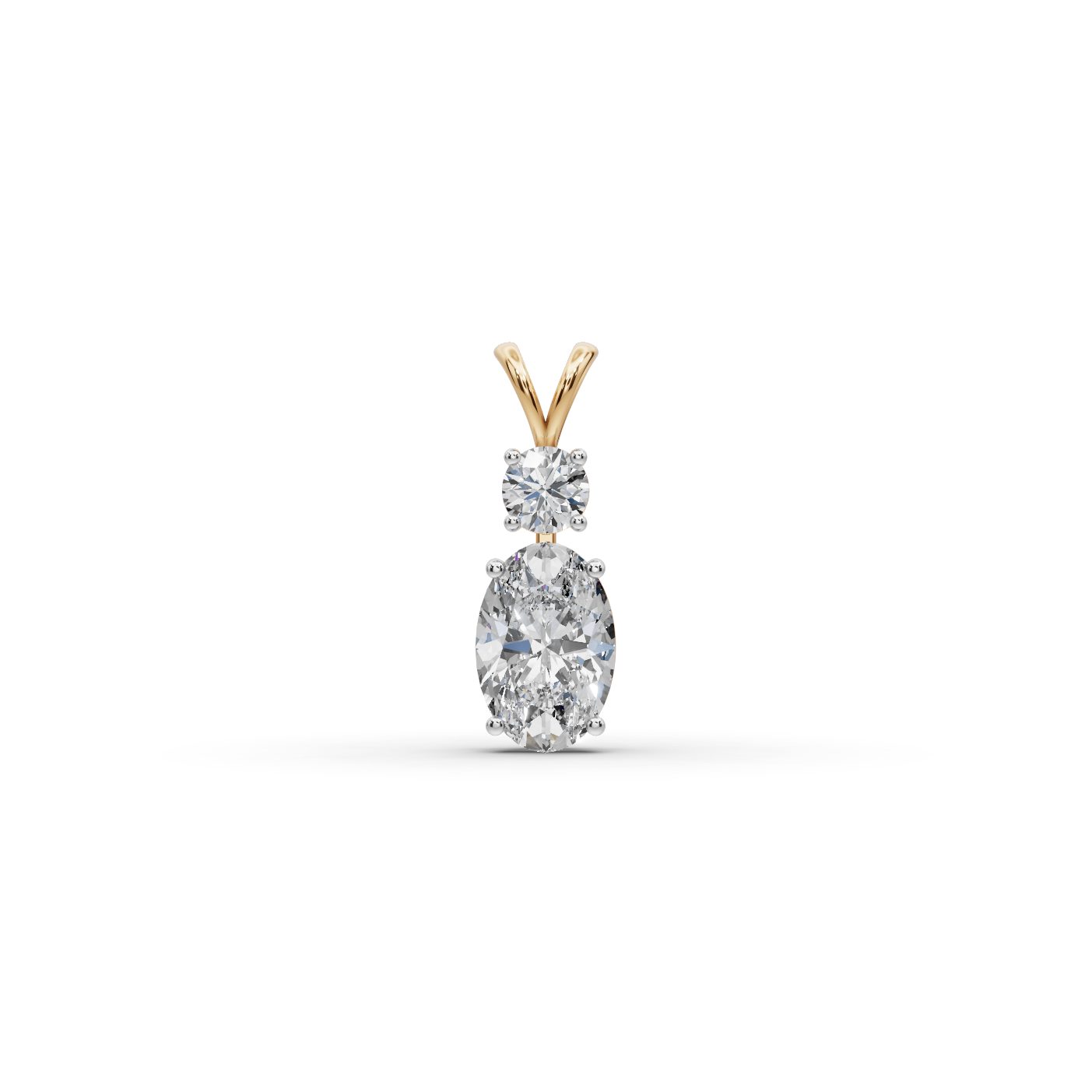 Celestial Muse Oval Lab-Grown Diamond Solitaire Pendant in yellow gold, set with lab-grown diamonds