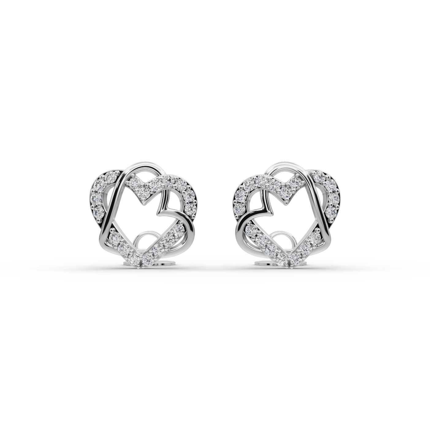 Timeless Whisper Heart Stud Lab-Grown Diamond Silver Earring in silver, set with lab-grown diamonds