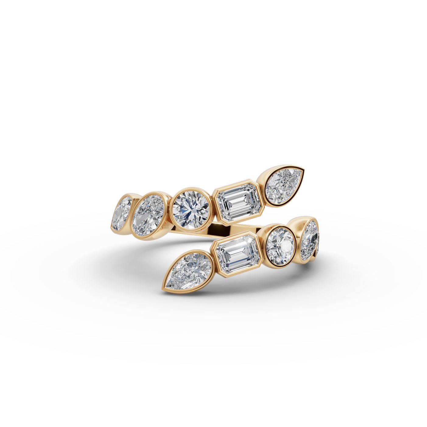 Enduring Muse Emerald Lab-Grown Diamond Cocktail Ring in yellow gold, set with lab-grown diamonds