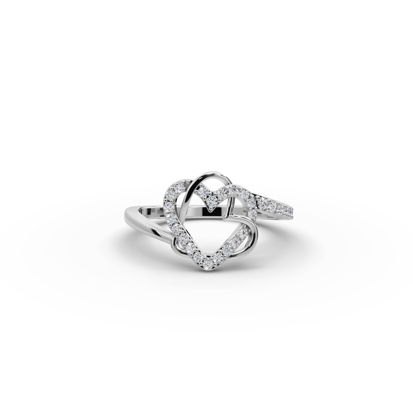 Midnight Ember Heart Lab-Grown Diamond Silver Ring in silver, set with lab-grown diamonds