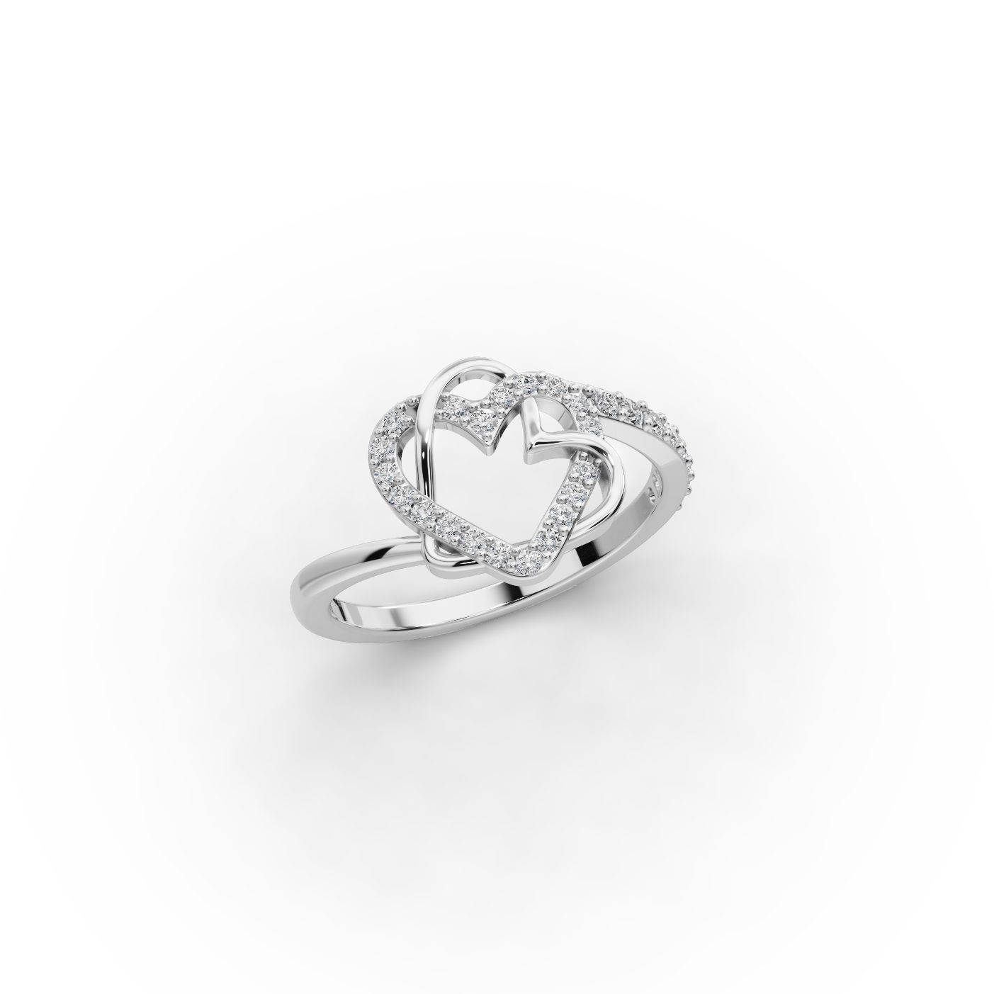 Midnight Ember Heart Lab-Grown Diamond Silver Ring in silver