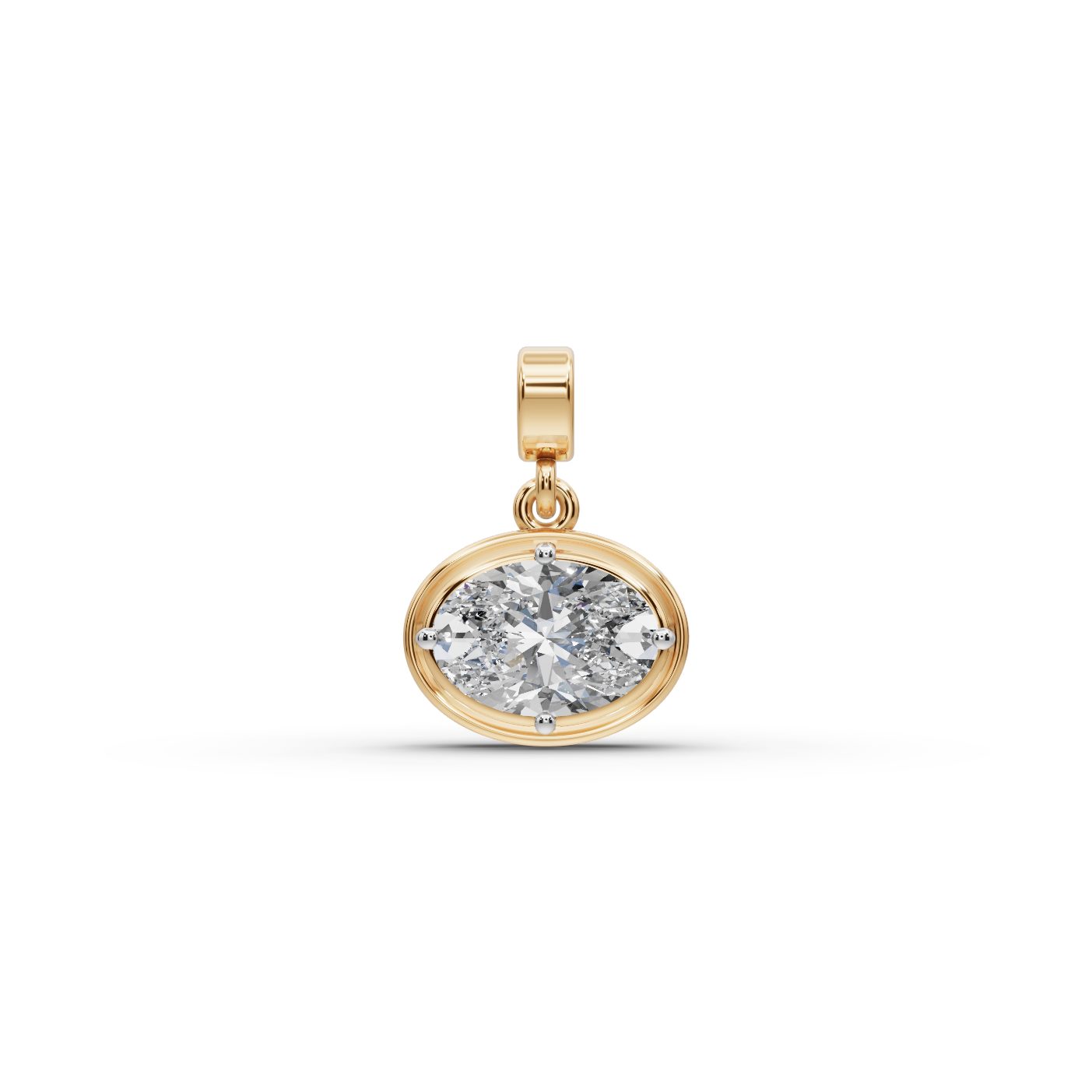 Celestial Light Oval Lab-Grown Diamond Solitaire Pendant in yellow gold, set with lab-grown diamonds
