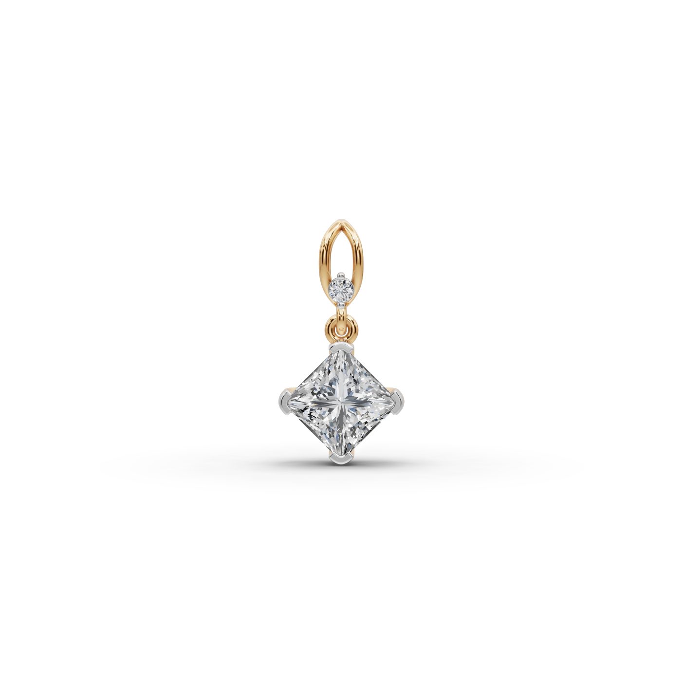 Infinite Line Princess Lab-Grown Diamond Solitaire Pendant in yellow gold, set with lab-grown diamonds