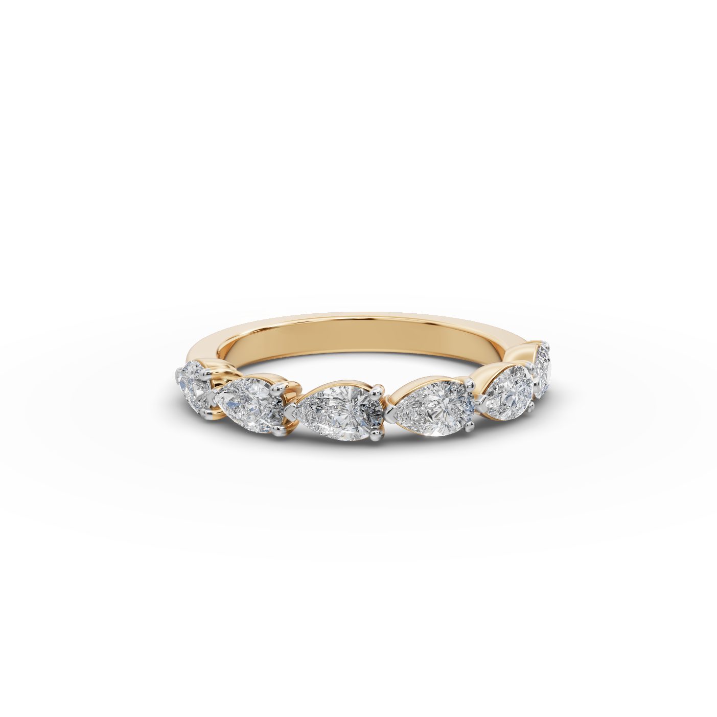 Pristine Trail Pear Lab-Grown Diamond Bands Ring in yellow gold, set with lab-grown diamonds