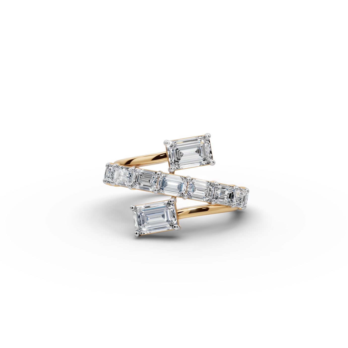 Iconic Grace Emerald Lab-Grown Diamond Cocktail Ring in yellow gold, set with lab-grown diamonds