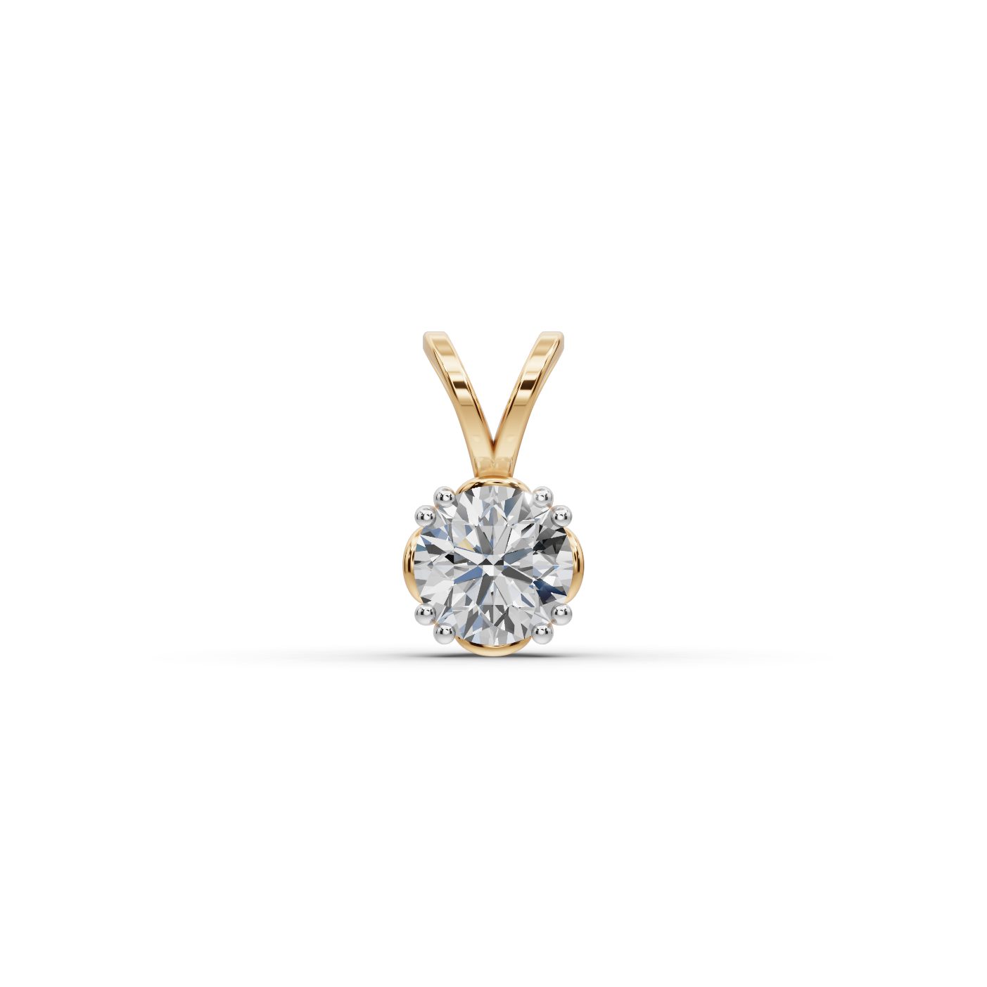Delicate Ember Round Lab-Grown Diamond Solitaire Pendant in yellow gold, set with lab-grown diamonds