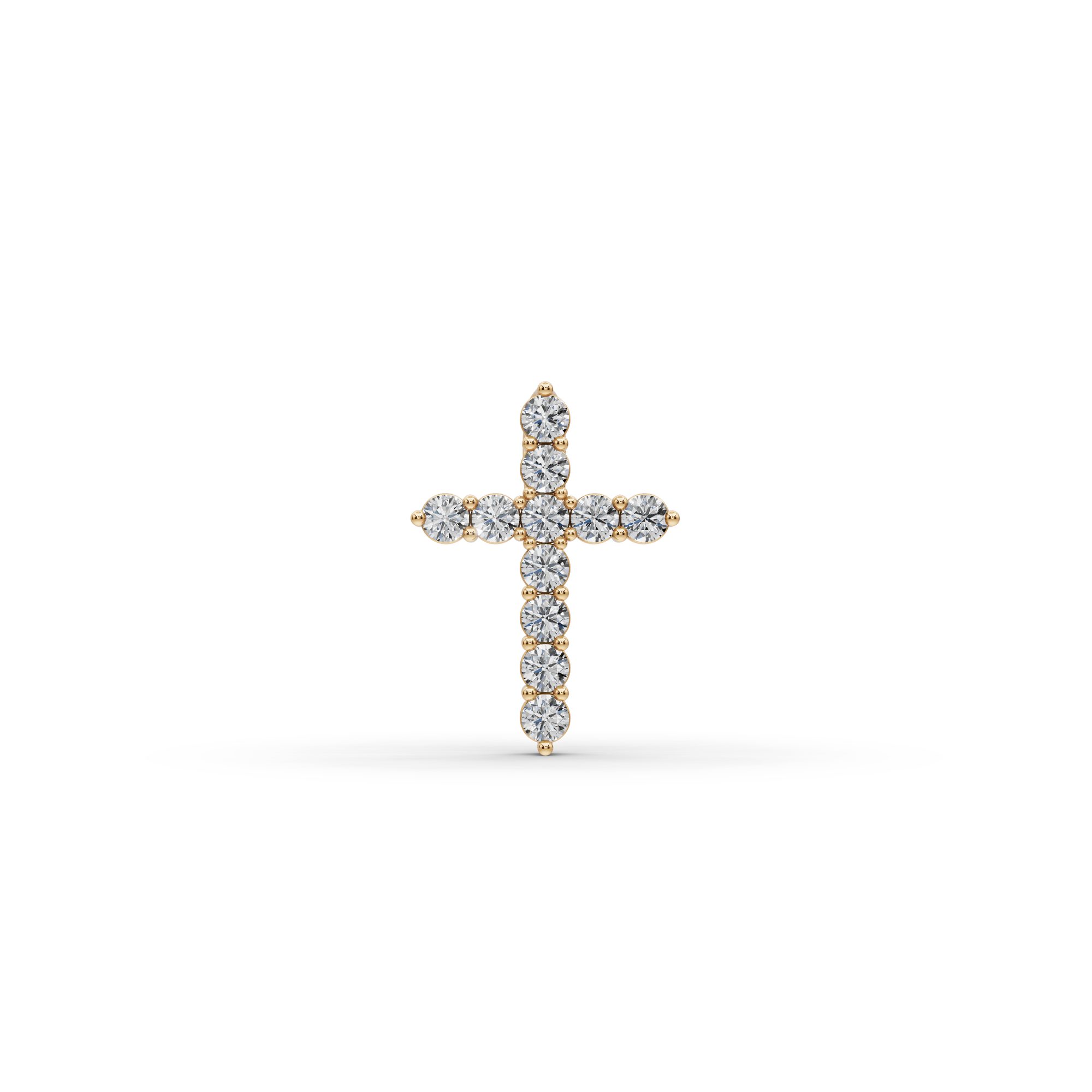 Celestial Muse Cross Lab-Grown Diamond Pendant in yellow gold, set with lab-grown diamonds