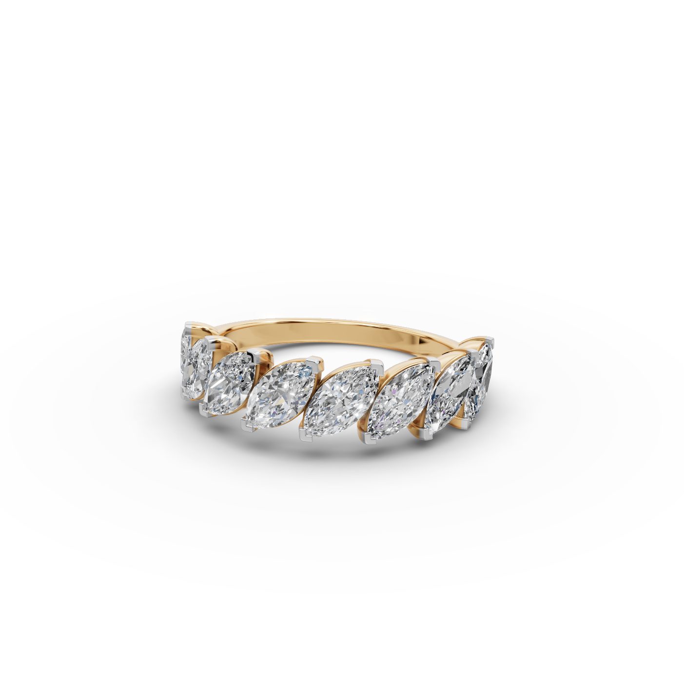 Majestic Signature Marquise Lab-Grown Diamond Bands Ring in yellow gold, set with lab-grown diamonds