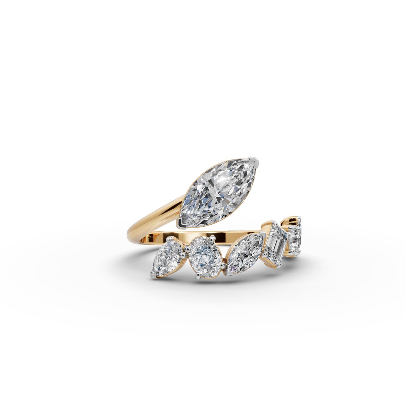 Golden Reverie Marquise Lab-Grown Diamond Cocktail Ring in yellow gold, set with lab-grown diamonds