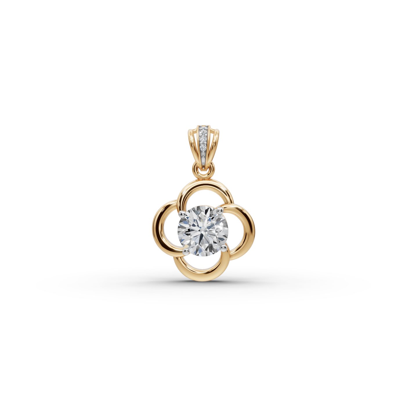 Serene Muse Round Lab-Grown Diamond Solitaire Pendant in yellow gold, set with lab-grown diamonds