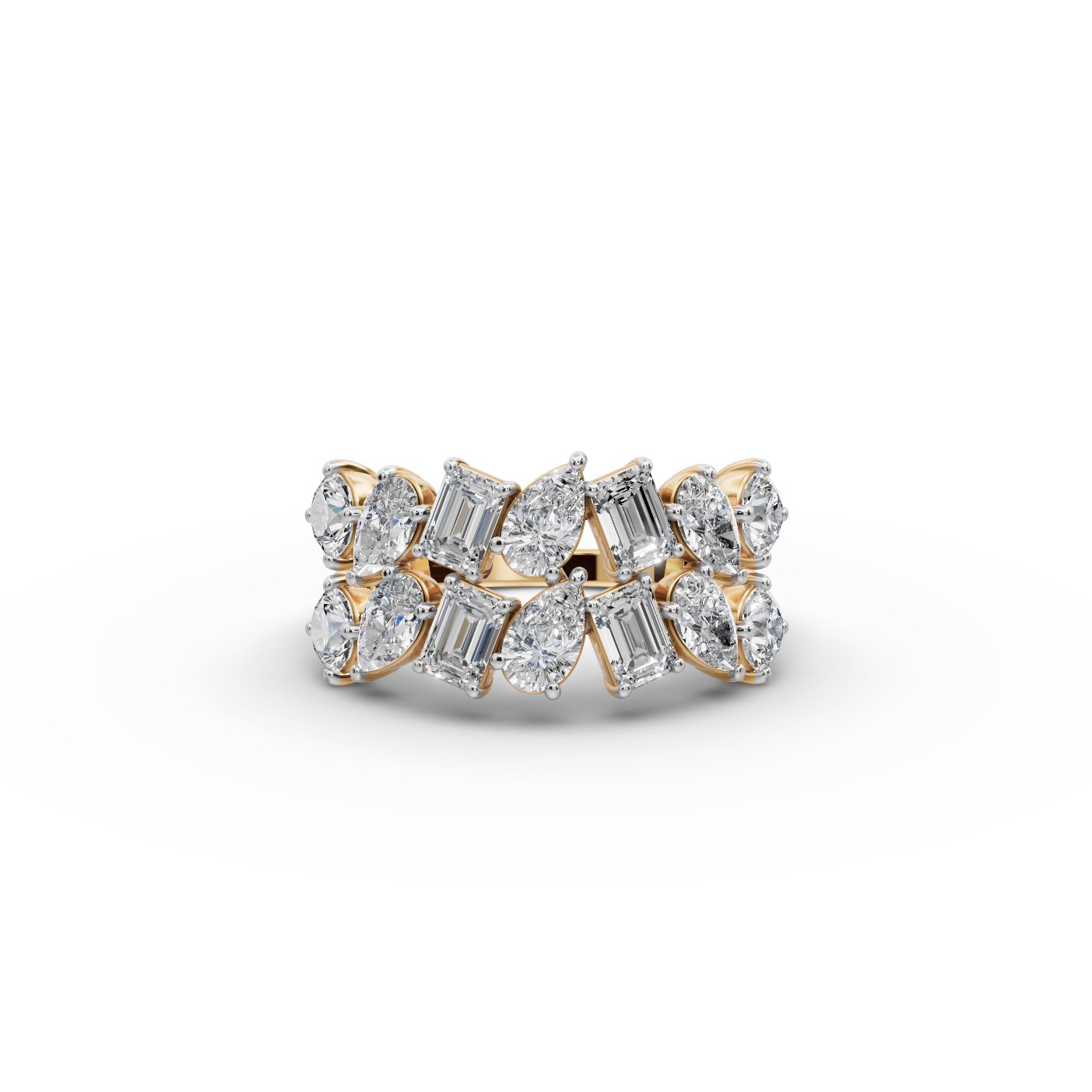 Regal Aura Pear Lab-Grown Diamond Bands Ring in yellow gold, set with lab-grown diamonds