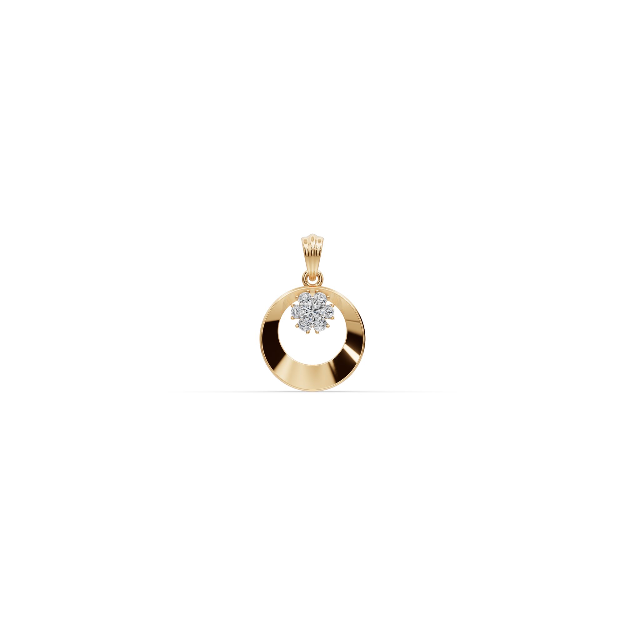 Delicate Ember Round Lab-Grown Diamond Cluster Pendant in yellow gold, set with lab-grown diamonds