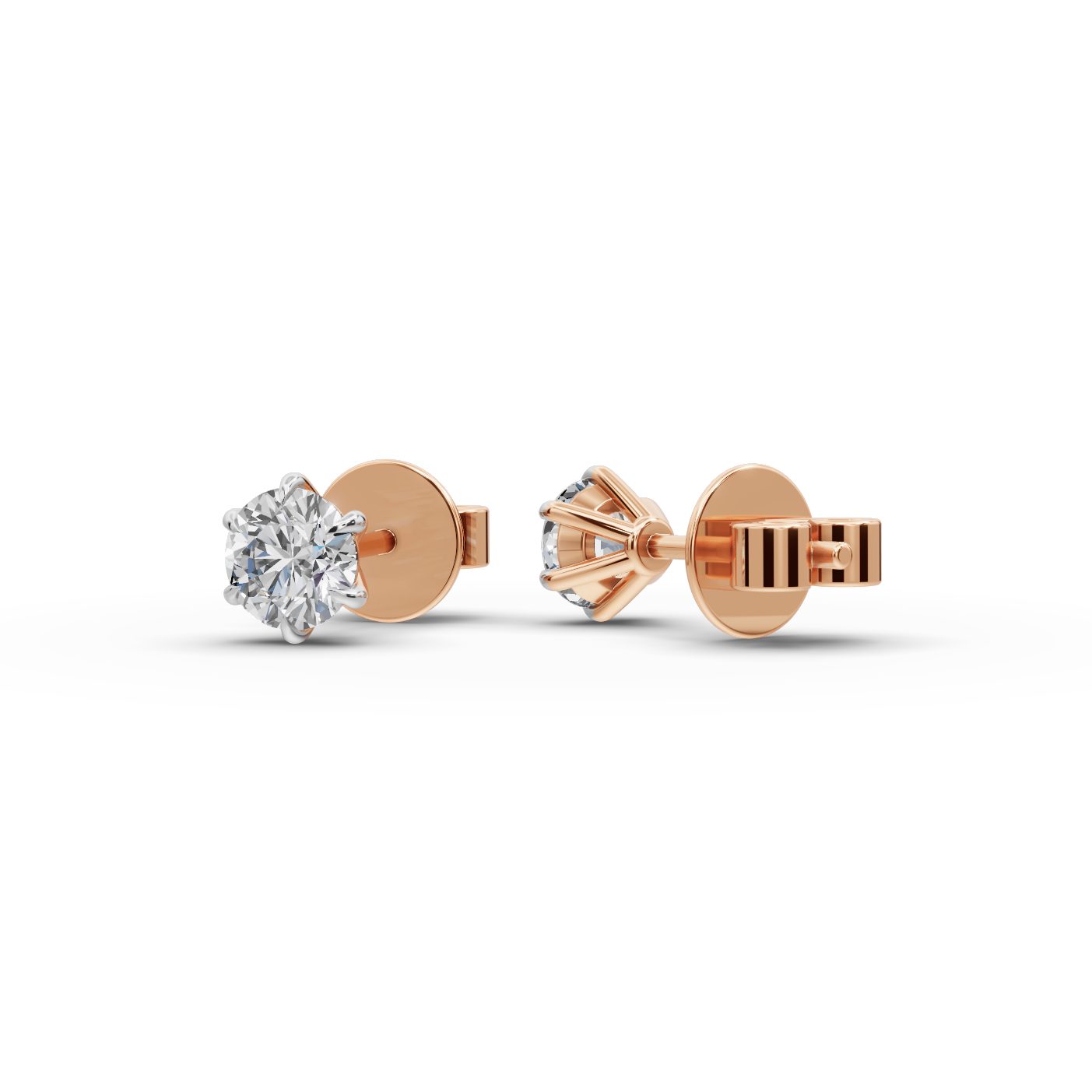 Luminous Whisper Round Lab-Grown Diamond Studs Earring in rose gold