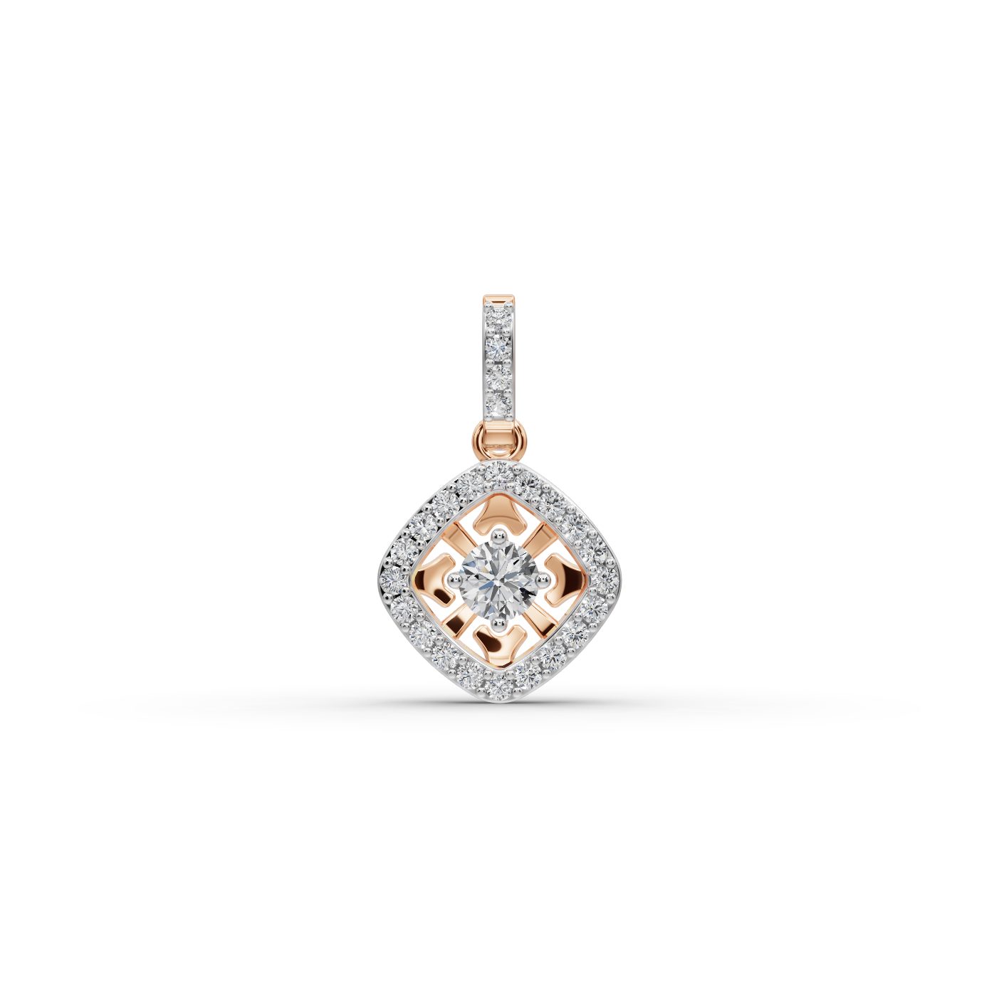 Luminous Line Round Lab-Grown Diamond Halo Pendant in rose gold
