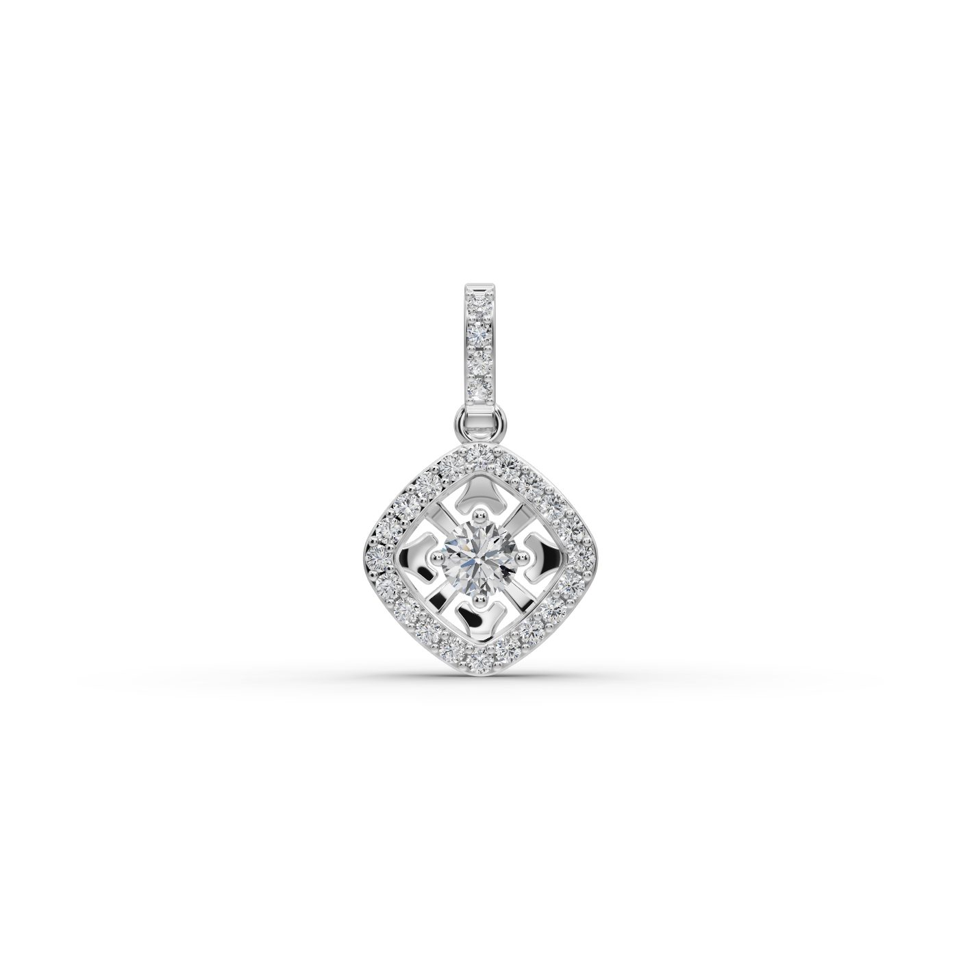 Luminous Line Round Lab-Grown Diamond Halo Pendant in white gold